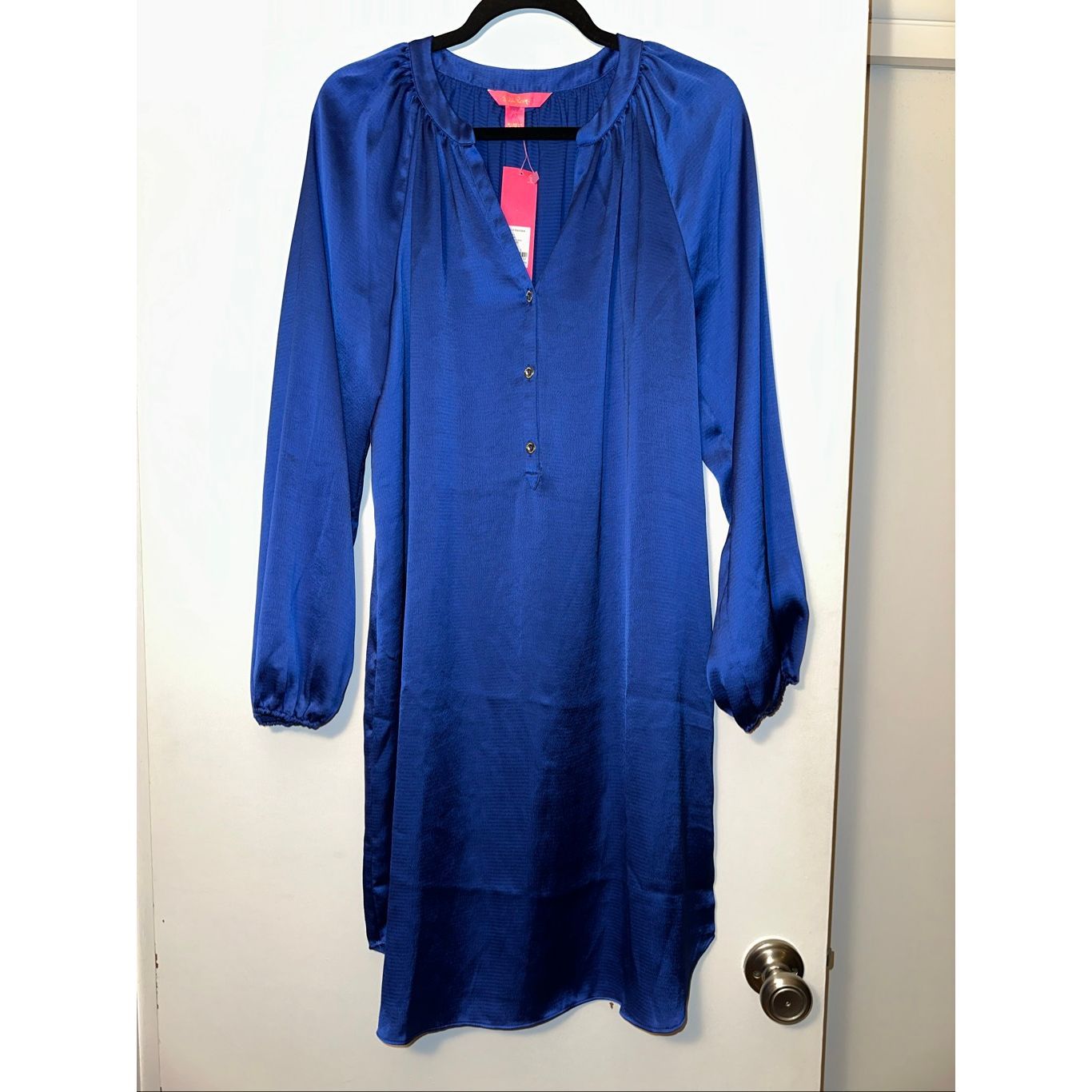 Lilly Pulitzer Women’s Large Saige Long Sleeve Dress Alba Royal Blue Mini Nwt